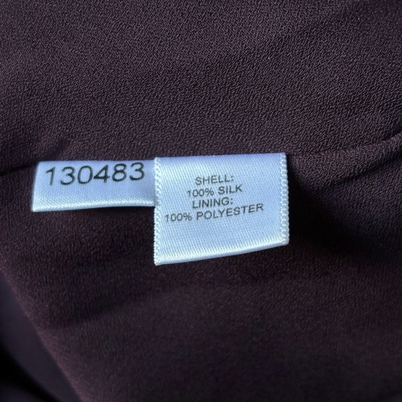 Anne Taylor LOFT 100% Silk Maroon/Plum Paisley Midi Dress Size 4 - Picture 12 of 12